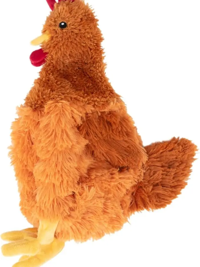 Interactive Squeaky Dog Chew Toy, Ideal Dog Toys for Chewers, Small, Medium & Large Dogs, and Fetch Lovers - Crinkle Chicken (Brown), Large