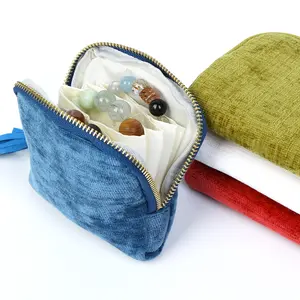 Vintage Women's Jewelry Organizer with Zip Closure, Multiple Compartments for Earrings, Rings and Necklaces, Compact Travel Storage Bag, Doubles as Elegant Coin Purse for Women and Men