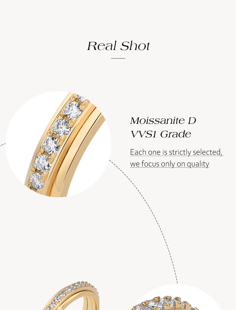 ATTAGEMS Eternal Round Cut Lab-Grown Moissanite Ring for Women and Men Unisex Daily Wear Sterling Silver Parties Engagement Wedding Eternity Band Jewelry Gift R346