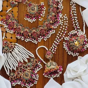 Nauratan Multi-color Bridal Set with jhoomar