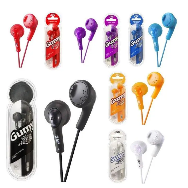 JVC Gummy Earphones Wired In-Ear Soft Rubber Body 16ohms 15-20000Hz for Music Listening Only