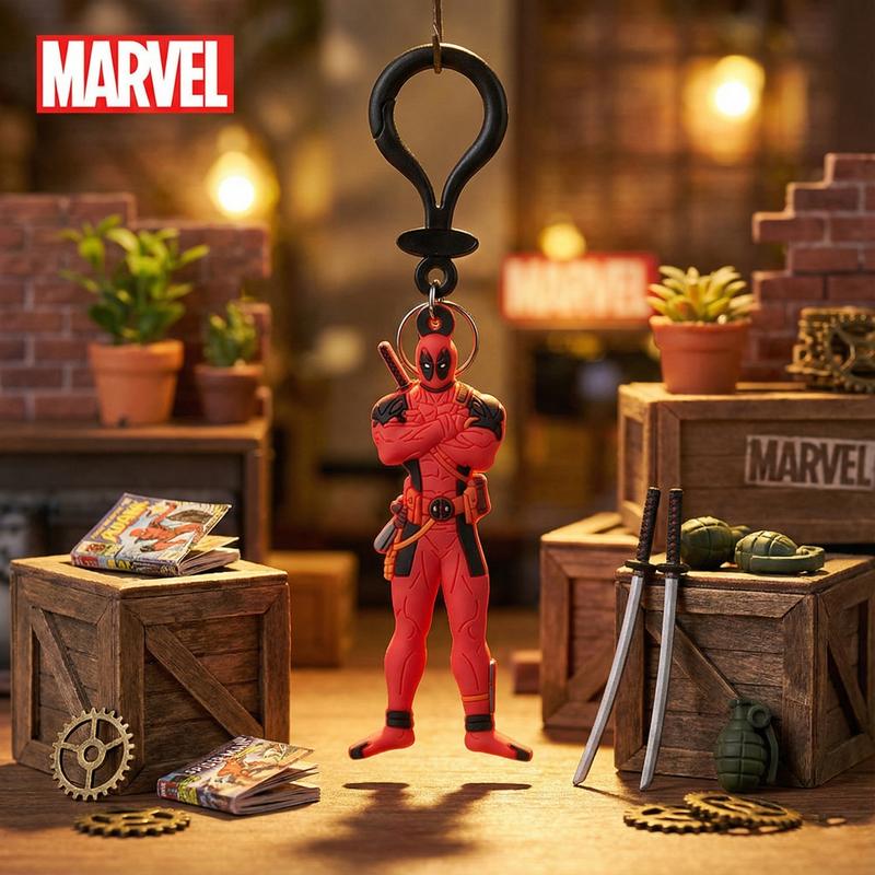Marvel Officially Licensed PVC Keychain 1PC - Spider-Man, Deadpool & Iron Man - Soft Rubber Keyring Bag Charm & Backpack Accessory