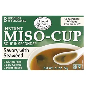 Edward & Sons Instant Miso-Cup, Savory with Seaweed, 4 Envelopes, 2.5 oz (72 g)