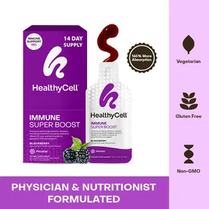 HealthyCell Immune Super Boost  - Blackberry Flavor - MicroGel Technology for Enhanced Absorption- HealthCare Supplement -Soy Free, Non-GMO, Gluten-Free - Promote healthy immune response and regulation Vitamin