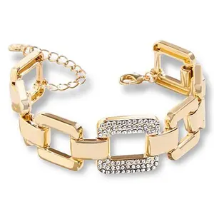 BAUBLEBAR Goldtone Pavé Accent Square Link Chain Bracelet