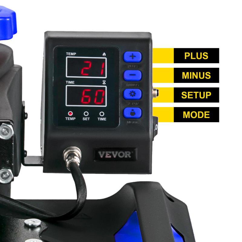 VEVOR Heat Press Machine 15 x 15 Inch 8 in 1 Heat Press 800W Sublimation Machine 360° Rotation Swing Away 8 in 1 Shirt Printing Machine Dual-Tube Heating for DIY T-Shirts Cap & Mugs Blue