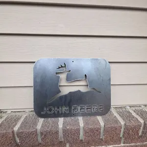John Deere Tractor Metal Wall Sign – 14 Gauge Steel | 11.5" Wide | Bare Metal Finish