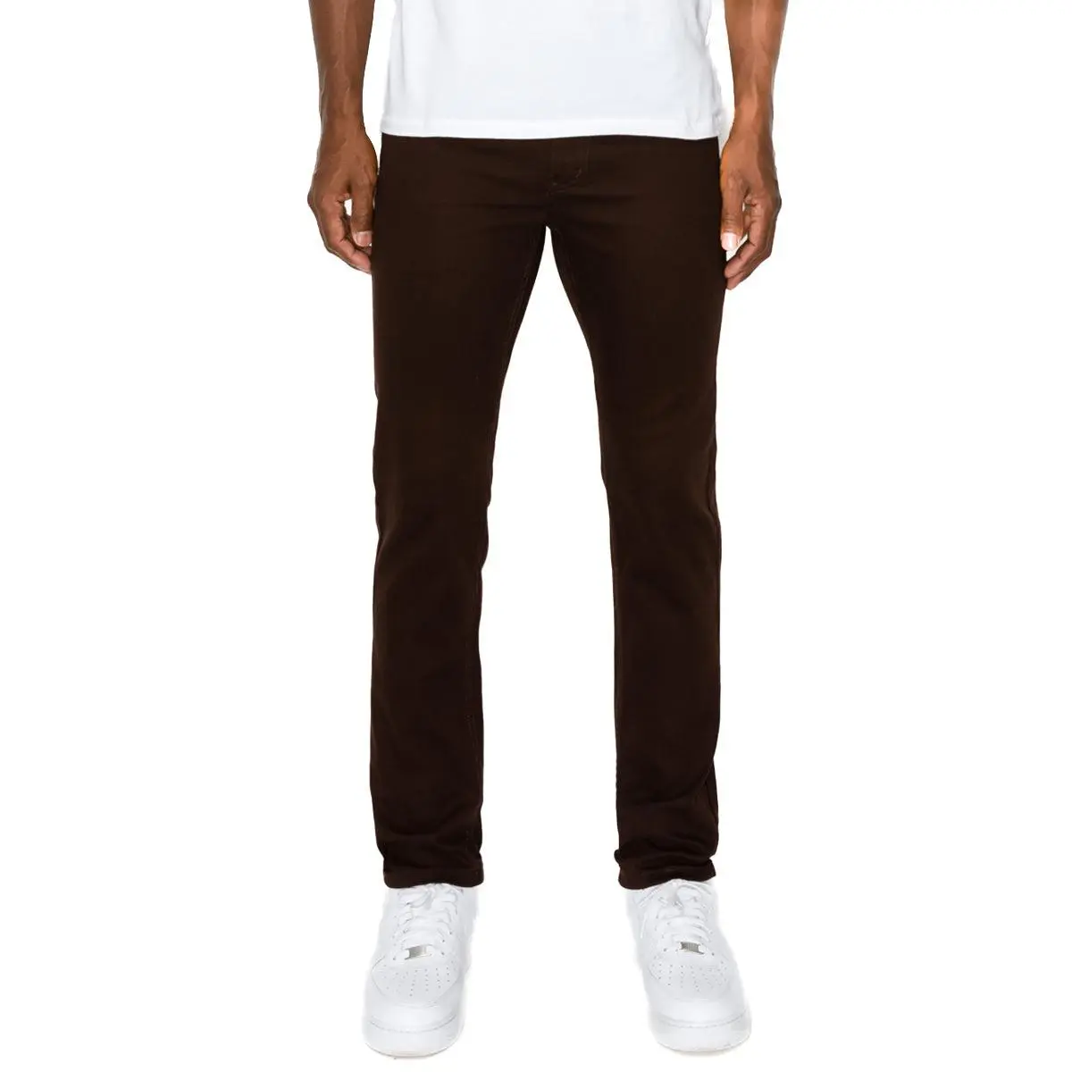 VICTORIOUS Men's Classic Colored Sleek Skinny Fit Denim Jeans - Button-Closure Cotton Blend Stretch Fabric Pants with Pocket, Menswear Essential