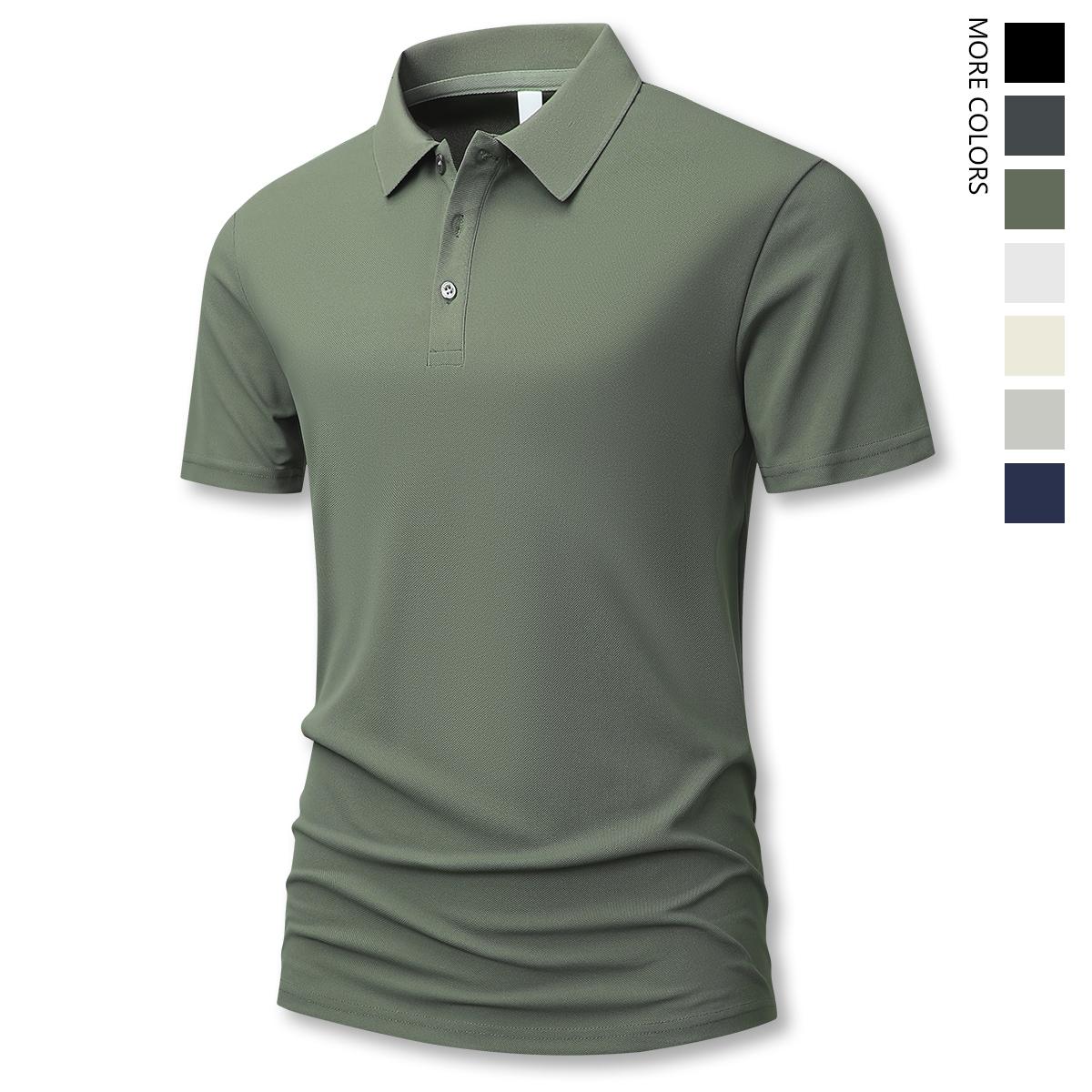 Men’s Summer Short-Sleeve Polo T‑Shirt, Lightweight Thin Design, Solid Color, Versatile Retro Minimalist Fashion, Perfect for Vacation, Outdoor Activities, and Casual Wear