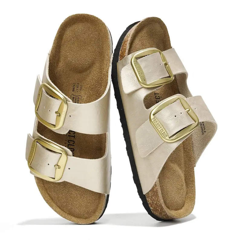 Project Cloud Women's Genuine Leather Flat Sandals | Casual Summer Walking Footwear | ProjectPlush | Lightweight Non-Slip – Santorini