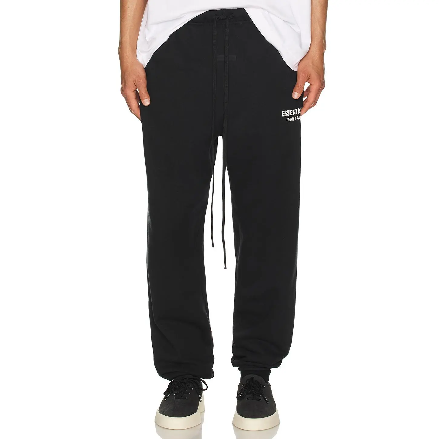 Fear of God ESSENTIALS Classic Fit Fleece Sweatpant in Jet Black Fear of God ESSENTIALS Classic Fit Fleece Sweatpant in Jet Black