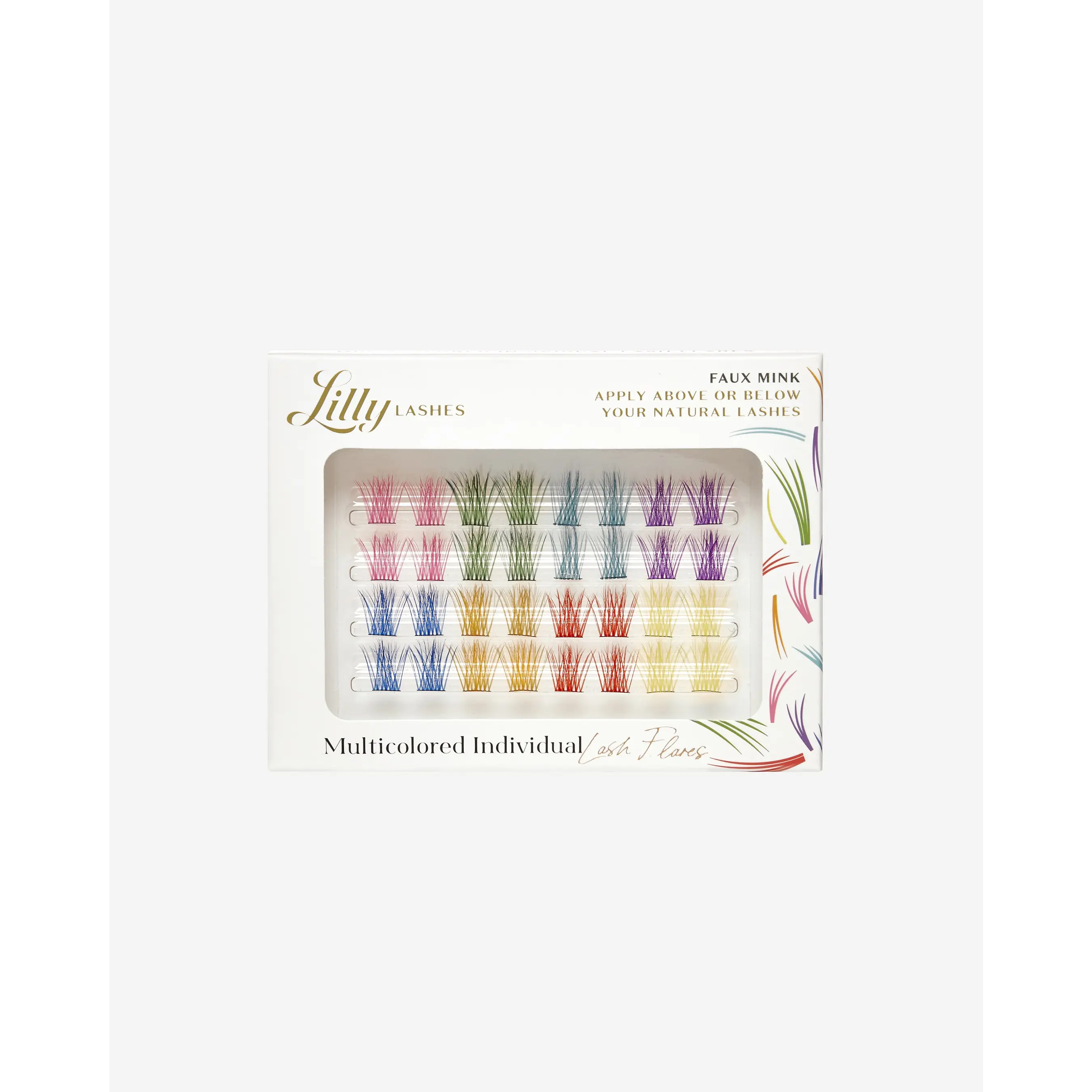 Lilly Lashes Multicolored Individual Flares - Vibrant Lash Clusters for Customized Looks & Creative Application - Perfect for Music Festivals & Everyday Use