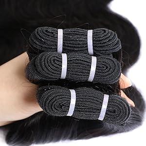 Lemoda Body Wave Virgin Human Hair Bundles Body Wave 100% Unprocessed Raw Human Hair Extensions Great Qanlity Hair Weave 3 Bundles Natural Black
