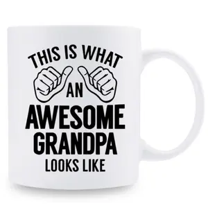 One Piece 3A Grade Ceramic Mug Featuring Awesome Grandpa Quote Perfect for Birthday Gifts or Tea Coffee Men