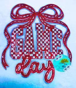Game Day Red Sequin 10.5” Iron-On Patch