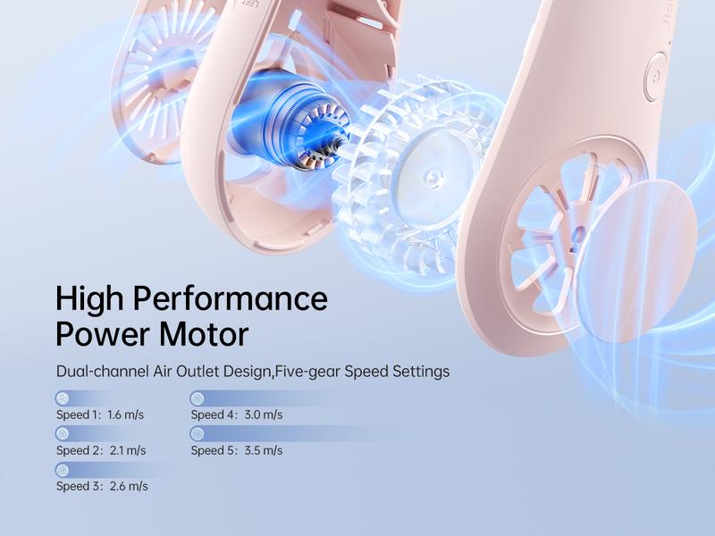 Jisulife Portable Neck fan Hands Free Bladeless Fan 4000mAh Battery Operated Wearable Personal Fan Rechargeable 3 Speeds Gifts for Women Men