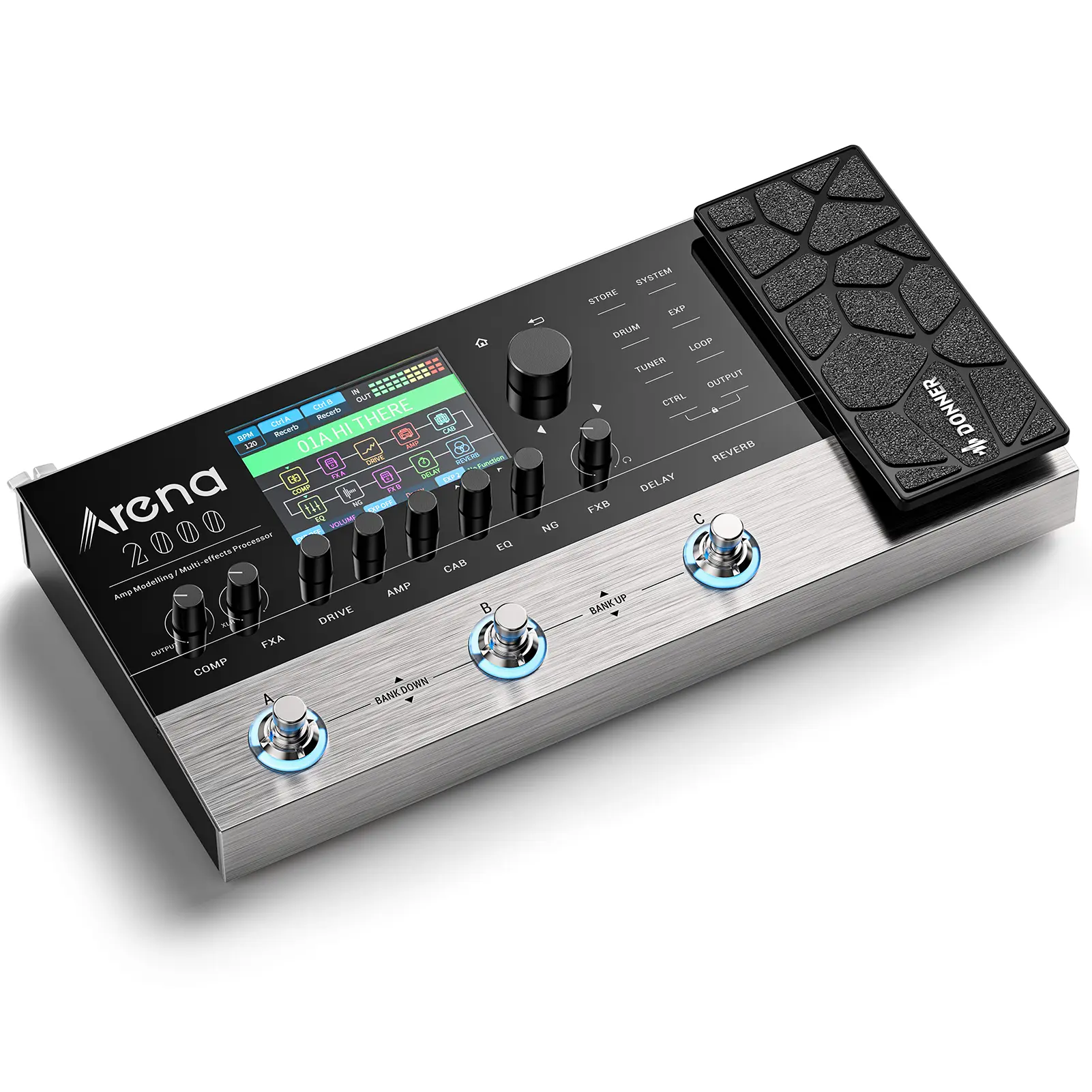 Donner Arena 2000 Multi-Effect Guitar Pedal, Amplifier Modeler, Guitar Amp Accessories with App Tone Editing, Effects Processor