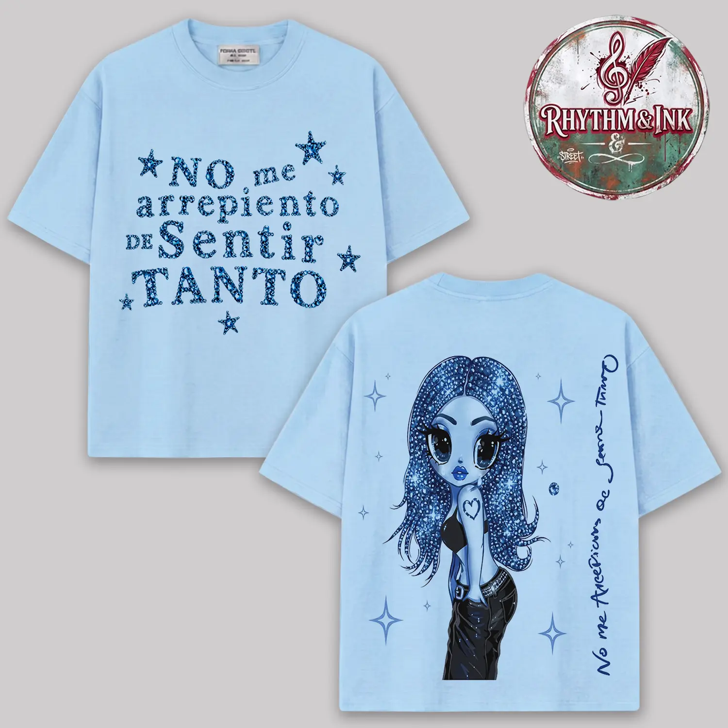 La Bichota "No Me Arrepiento de Sentir Tanto"  V4 2026 Album Merch: Inspired Premium Cotton T-Shirt, Emotional Blue Girl Graphic Tee, Latin Pop Music Album Shirt, Y2K Aesthetic Streetwear, Concert Outfit, Gift for La Bichota Fans