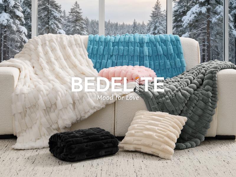 BEDELITE Faux Fur Throw Blanket for Couch -Super Soft & Warm Plush Striped Blanket for Sofa and Room Decor, Luxury Cozy Plush Fluffy Winter Blanket Gifts for Women Men Mom Dad Valentine's Day gift
