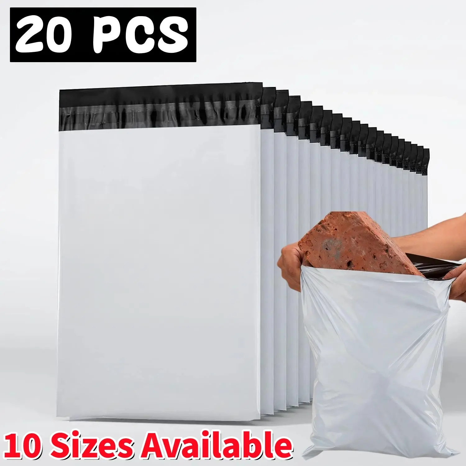 20 Packs Thick Waterproof Self-Adhesive Shipping Bags, Durable Reusable Anti-Tear Plastic Mailer Bags, Poly Mailers for E-Commerce Logistics, Courier Bags, Postal Bags, Shipping Supplies, Postal Mailing Bags