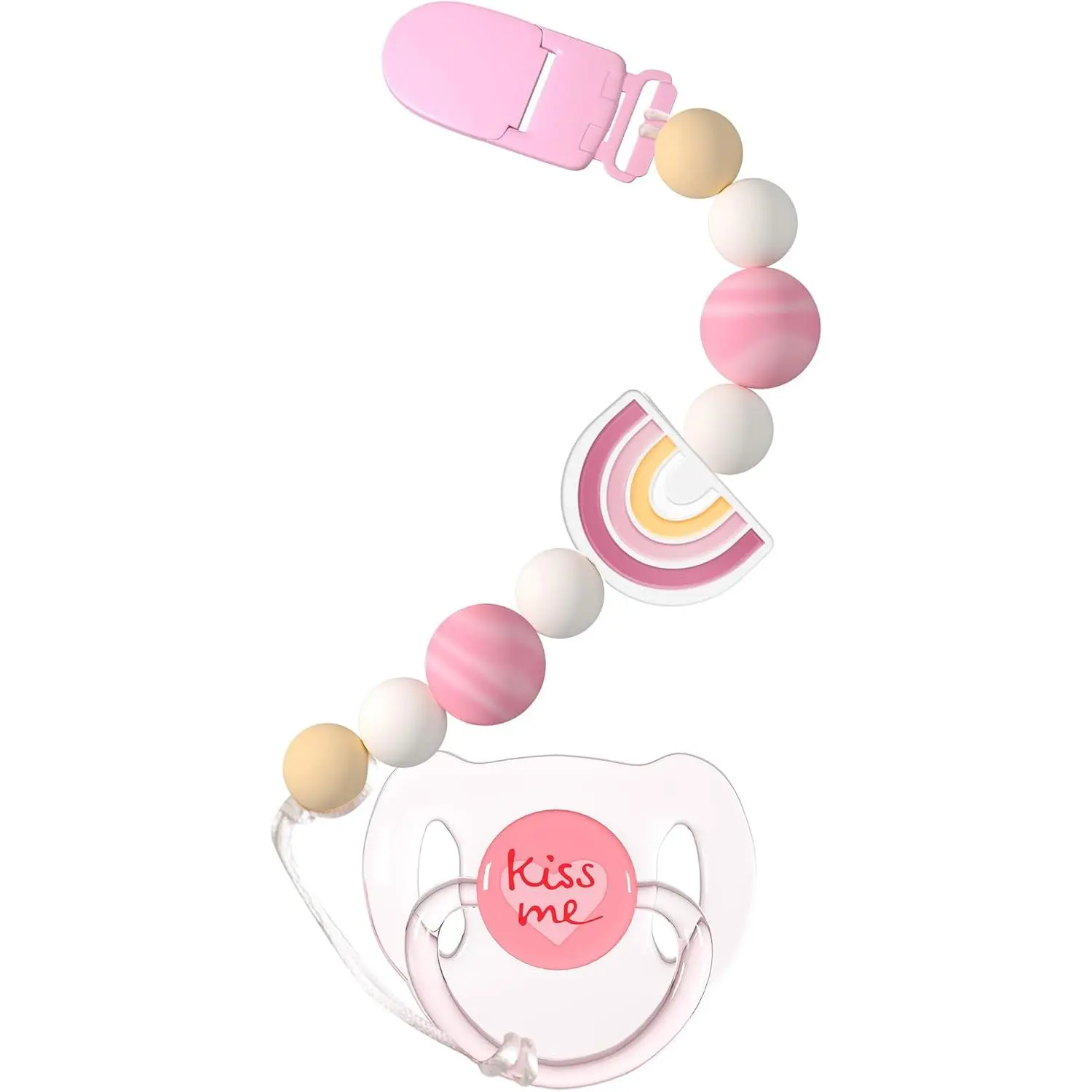Silicone Pacifier Clips for Reborn Baby Dolls Magnetic Paci Holders Pink