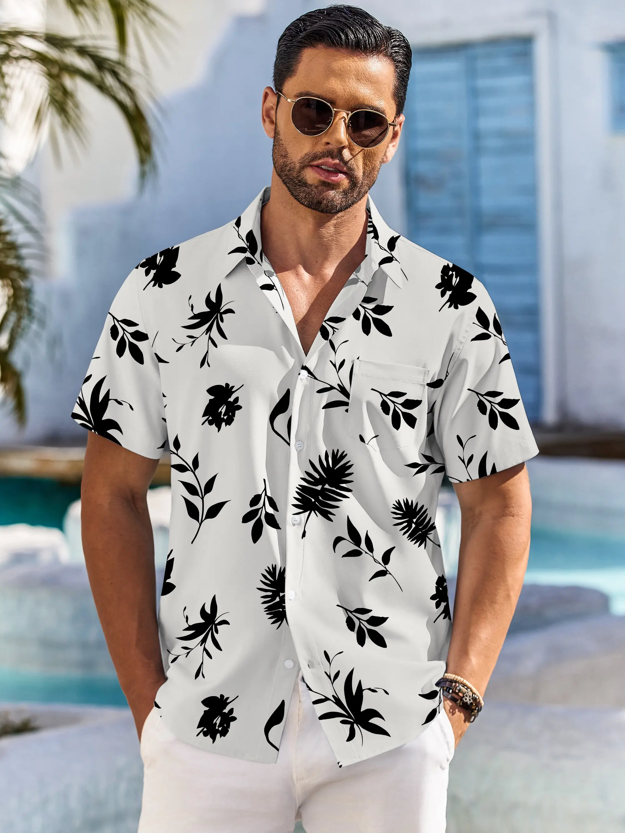 Beach Funky Short Sleeve Shirts Men's Hawaiian Shirt Short Sleeve Floral Button Down Tropical Beach Funky Short Sleeve Shirts Men's Hawaiian Shirt Short Sleeve Floral Button Down Tropical