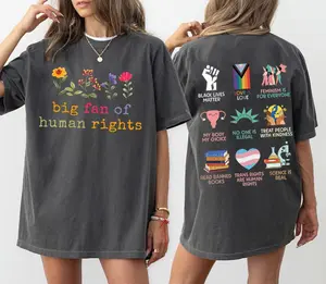 Big Fan Of Human Rights Floral s Shirt, Social Justice Tee