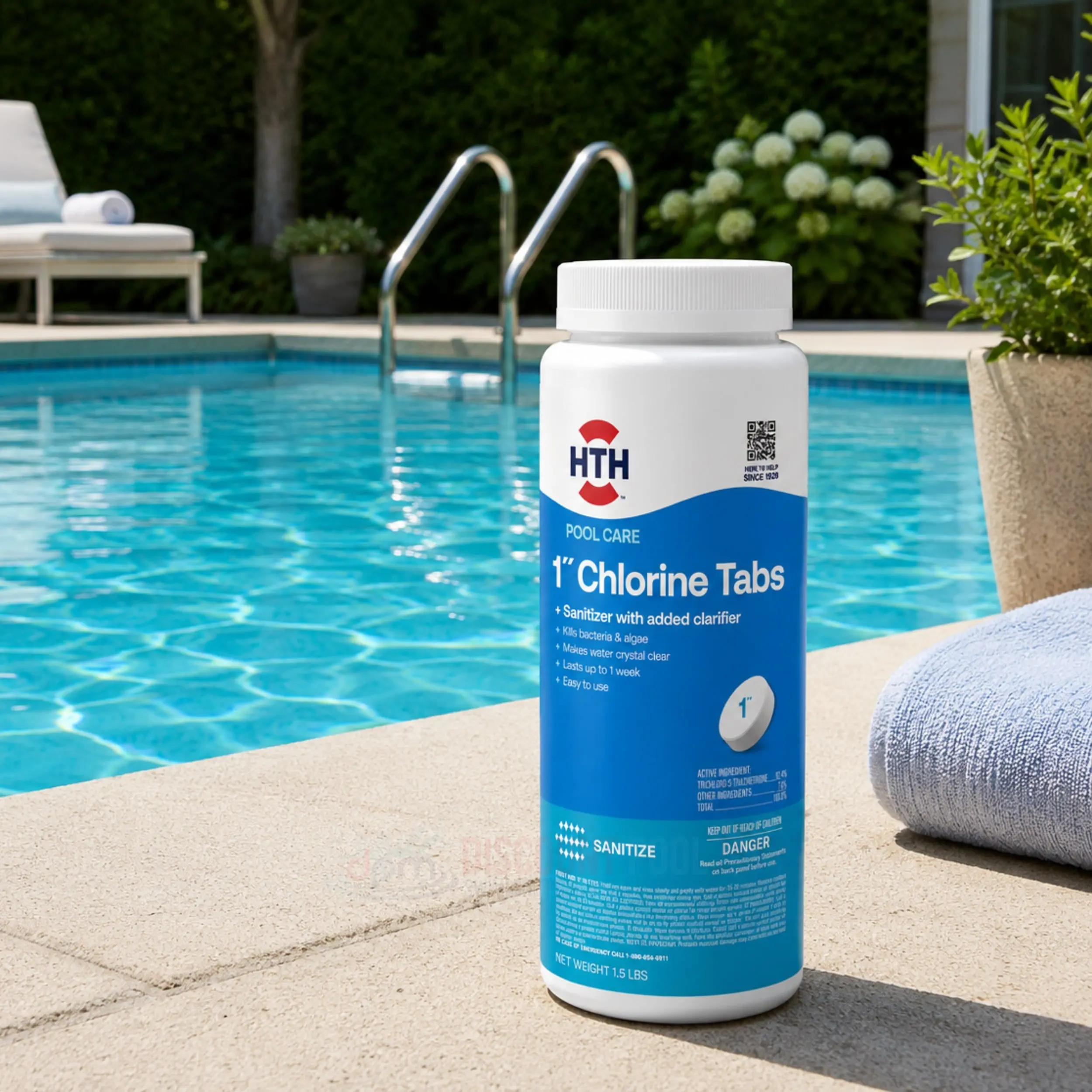 HTH 1" Chlorine Tablet 1.5 lb for Pool Sanitizing