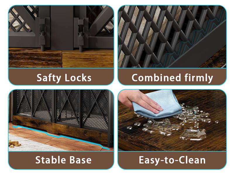 COZPAW 78" Dog Crate Furniture for 2 Dogs,Extra Large Breed Double Chew-Resistant Indoor Pet House,Heavy Duty Wooden XXL Large Kennel, Furniture Style XL Dog Cage, Max 300lbs Capacity (Brown)