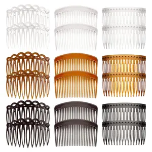 18 Pieces French Side Combs, FHDUSRYO Plastic Side Twist Decorative Comb with Teeth, Hair Combs Slides Clips Accessories for Women Bridal Wedding Veil Girls Thick and Fine