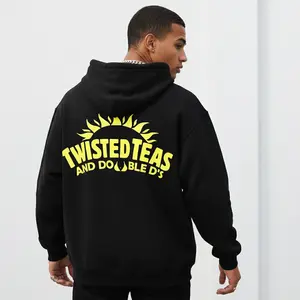 Men's Twisted Teas and Double D's Graphic Hoodie - Cotton Blend Black Long Sleeve Pullover Regular Fit |   Soft & Breathable Fabric, Durable Print, Everyday Comfort, Machine Washable, casual streetwear back to school