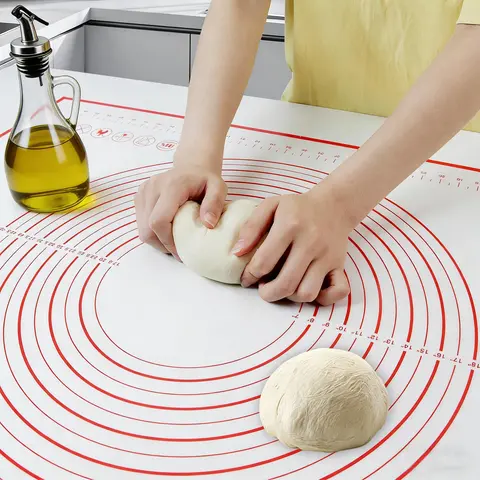 Dough Mat Silicone Baking Mats for Rolling Pastry,Kneading Sheet Sourdough Bread Baking Supplies Red 24x16" 0.45mmT