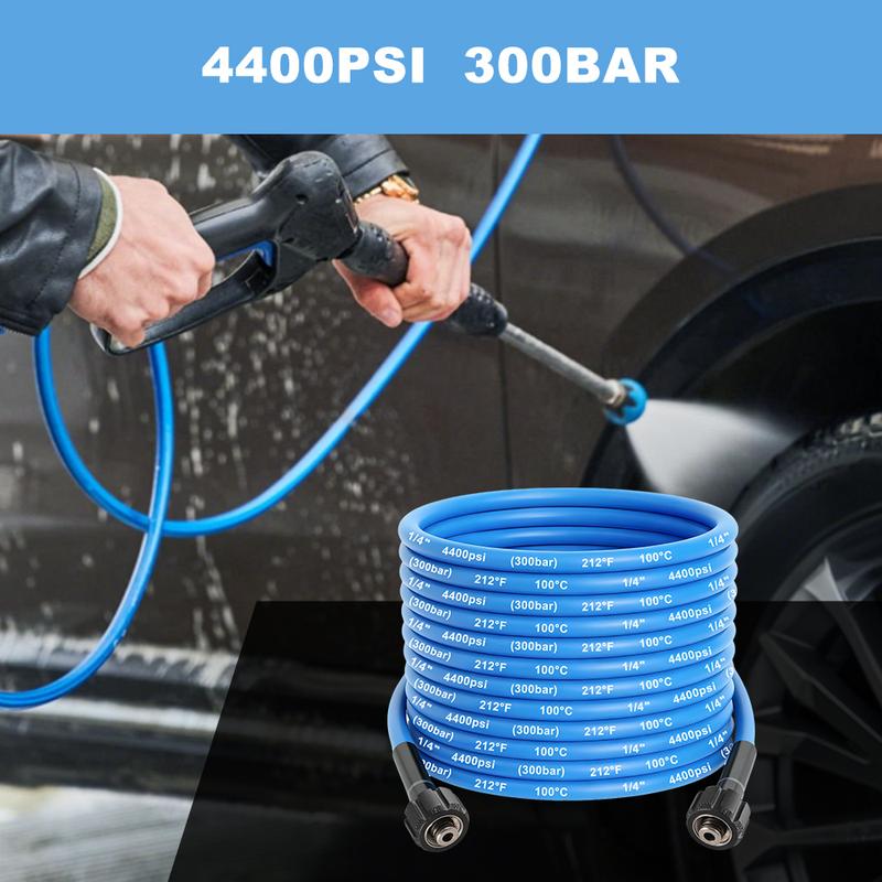 15M/50FT High Pressure Washer Hose Anti-Kink, Blue/Purple 4400 PSI Flexible Kink Resistant Power Washer Hose Replacement, 1/4" Quick Connect Pressure Hose Extension, Compatible with M22 Fittings