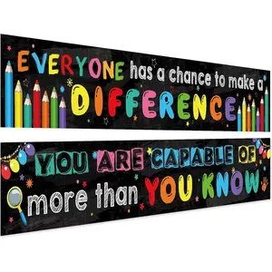 2 Pack Motivational Classroom Banner Poster 9.5 x 61 Inch Positive and Inspirational Growth Mindset Banner for Preschool Elementary Students Teachers Educational Classroom School Bulletin Board Decor