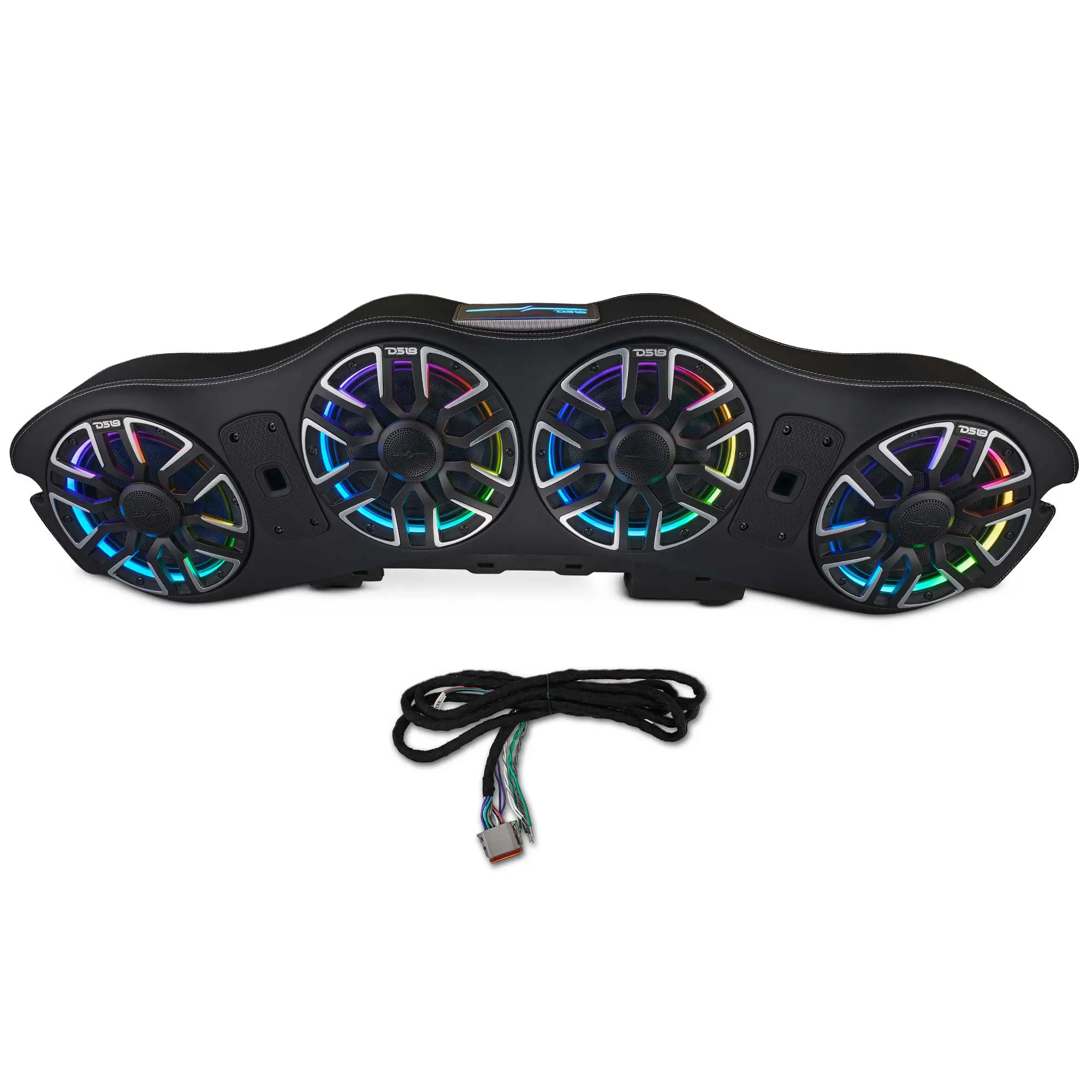 DS18 NVY-JL24SBARLD Car Audio Sound Bar System for Jeep JL/JLU/JT 2024-Up, 8” Marine Speakers, Woofer, LED Lighting