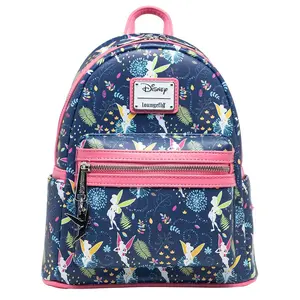 Loungefly Disney Tinkerbell Glow in the Dark Allover Print Mini Backpack w/ Pink Straps
