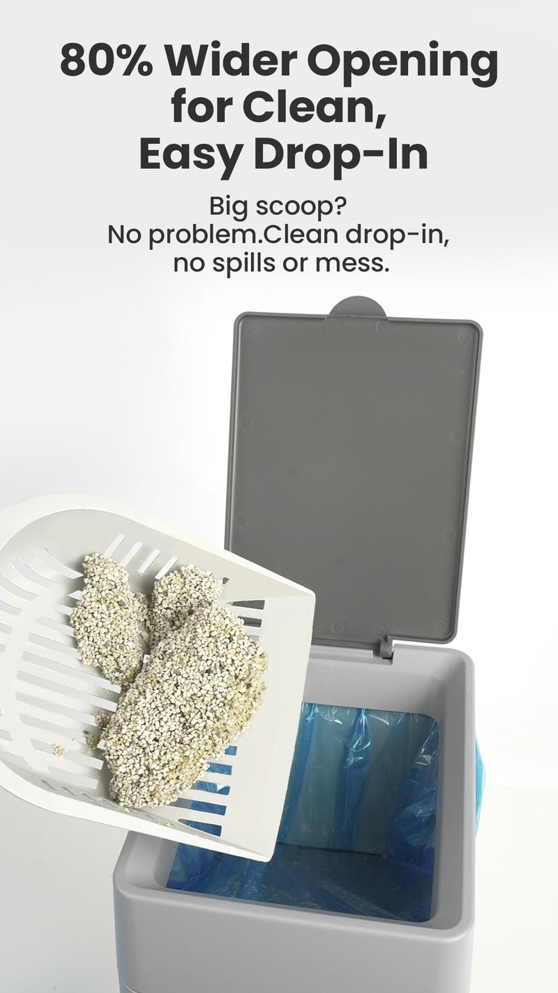 Neakasa PooGuard Waste Disposal Receptacles, 9.2L Trash Can for Cat Litter, Dog Waste & Diapers, with Viewing Window, Wider Opening, and 4-Month Refill (Gray)