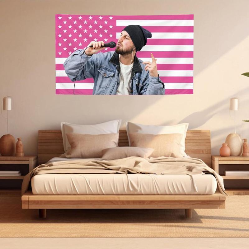 Custom Pink America Flag Personalized Design Funny Tapestry Wall Handing Music Tapestry for Bedroom College Dorm Decor Home Living Room Decorations Cloth Gift Hanging Photo