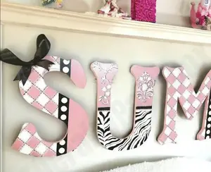Pretty In Pink Decorative Wooden Letters with Zebra & Argyle Patterns for Home Decor