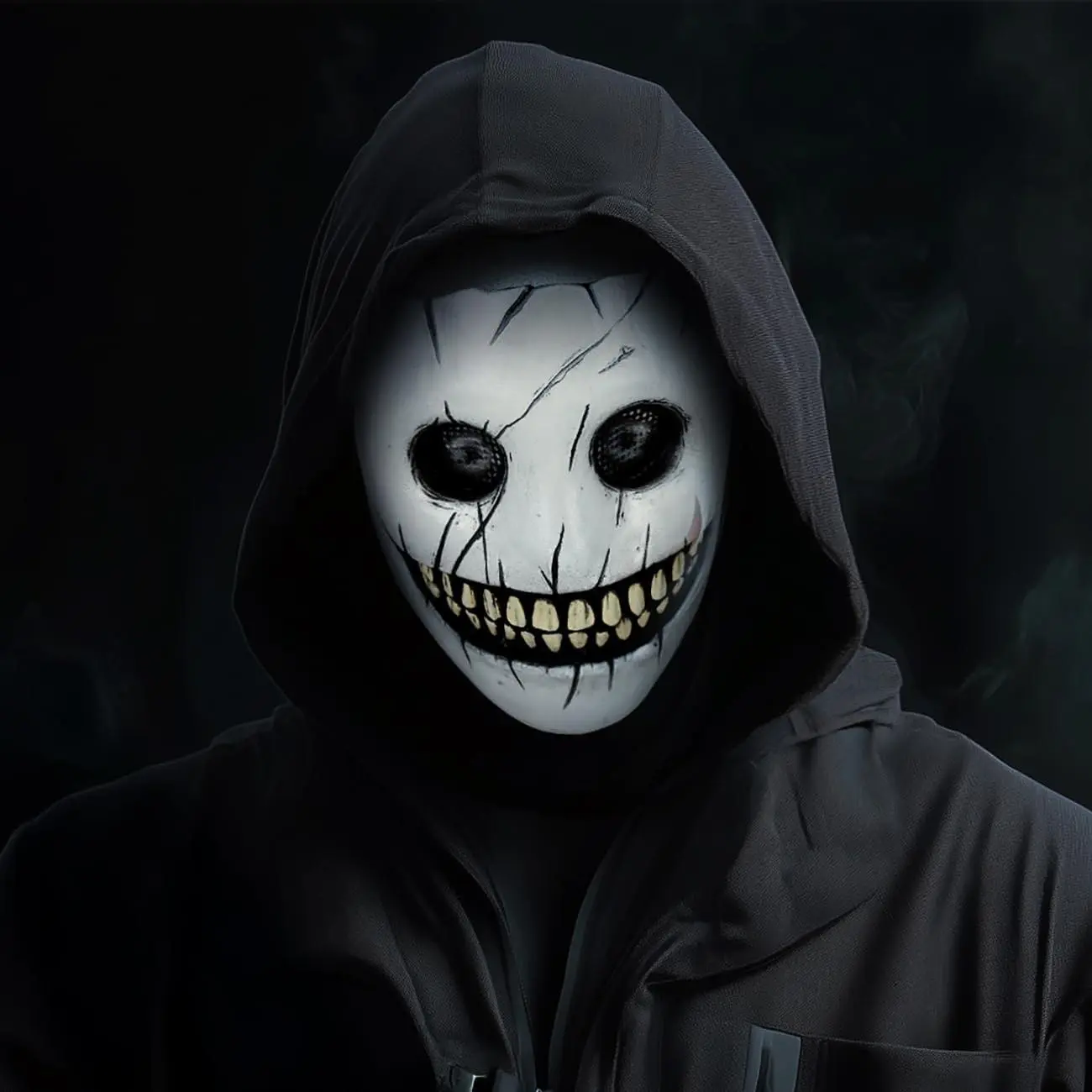 Realistic Skeleton Face Mask with Gothic Permanent Smile & Grinning Teeth, Creepy Festive Party Decoration Accessory for Halloween Home Supplies, Realistic Mask, Accessories