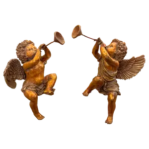 Vintage Gilt Cherub Trumpet Figures | Set of Two