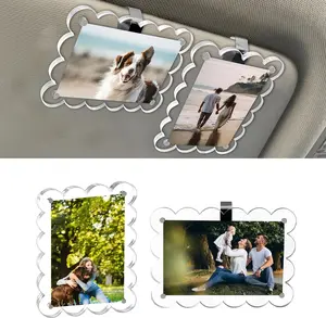 6 Pcs Car Picture Holder for Sun Visor Magnetic 4.33x3.15" Clear Acrylic Photo Clip Horizontal & Vertical Display Automotive Accessories for Polaroid Go Instax Mini Gifts for Valentine's Day