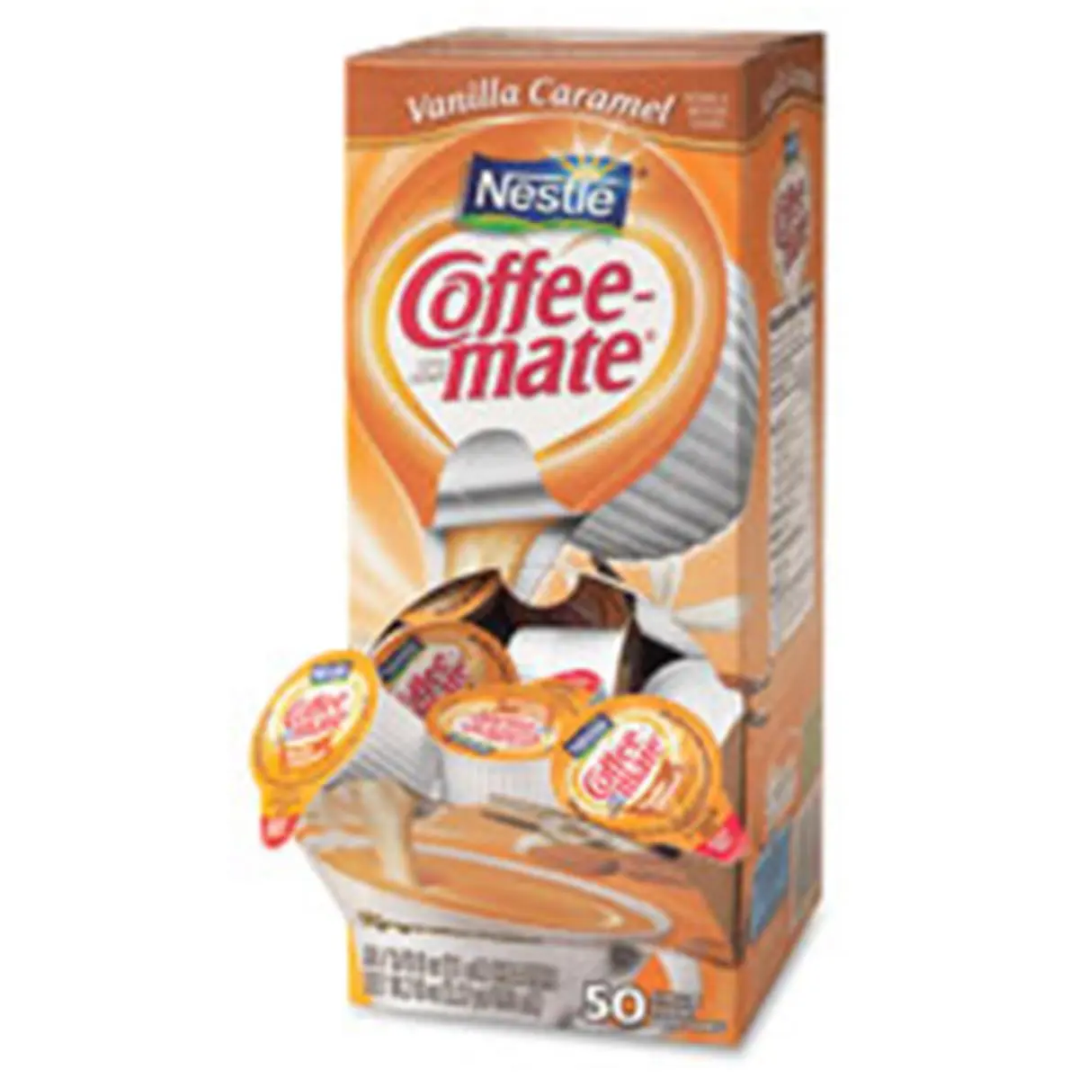 Nestle USA NES79129 Coffee-Mate Vanilla Caramel Non-Dairy Liquid Creamers, 50 Per Box, for Sweet Hot Beverages (Camp Kitchen, Camping & Hiking Sports & Outdoor Use), Non Dairy Creamer