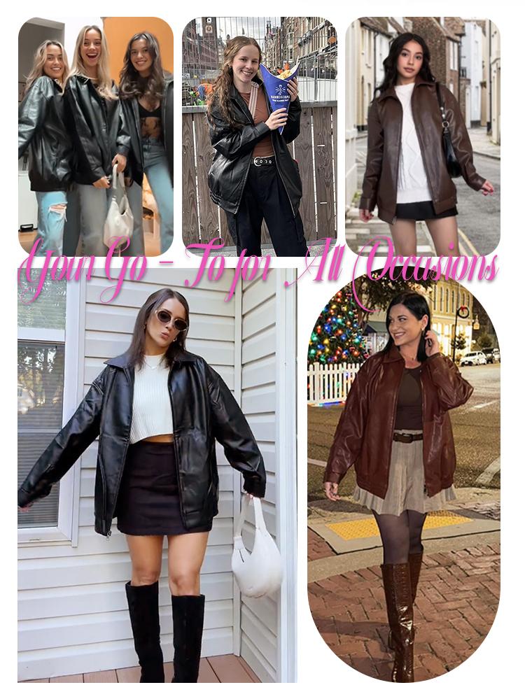 AUTOMET Womens Oversized Leather Jackets Faux Suede Fall Fashion Motorcycle Coats Winter Outfits Clothes 2026 Womenswear Tops Outdoorfun Formal Casual Pockets Basic Button Outerwear