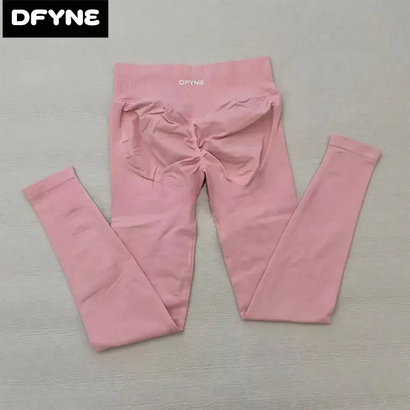 DFYNE Women's Unisex Full Length Seamless Ribbed High Waist Yoga Leggings, Scrunch Butt Lifting, Tummy Control, Squat Proof, Sweat Wicking Pre Workout Gym Workout Apparel Athleisure Bottoms (Multiple Solid Colors)