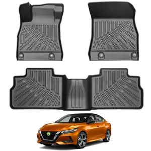 Canvcle Custom Fit Floor Mats for 2020-2025 Nissan Sentra S/SV/SR Gas Model All Weather Liners Black Non-Slip TPE Material Durable Easy Install Perfect Fit for Nissan Sentra