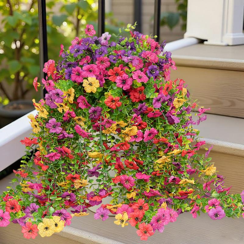 8 PCS Faux Silk Daisy with Eucalyptus Leaves, Artificial Fake Hanging Flowers Plants for Outdoor Autumn Decoration,UV Resistant Look Real Long Trailing Vines for Outside Home Indoor Planter Porch Patio Balcony Yard Decor