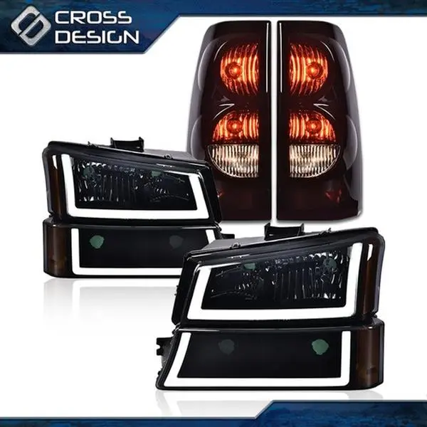 CROSSDESIGN Complete Lighting Set, LED DRL Headlights + Tail Lights, Compatible with 2003-2006 Silverado 1500, Led Front Lights, Led Headlight Assembly