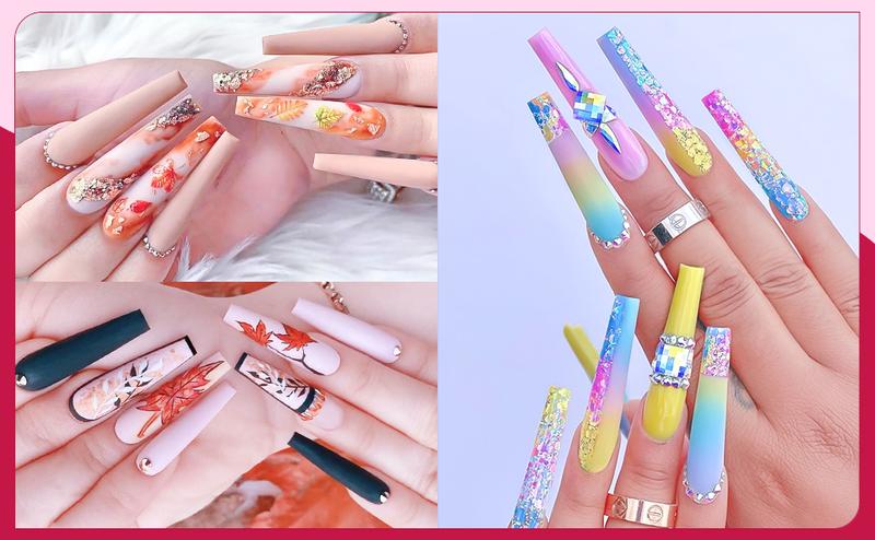 Extra Long Square Full Cover Nail Tips 240PCS XXXL Clear Full Cover Fake Nails False Nails 12 Sizes Tapered Square Press on Fake Nail Tips for Acrylic Nails Salons Home DIY with Box