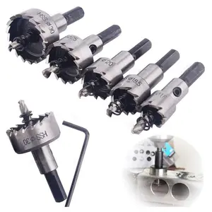 5Pcs 16-30mm 5/8-Inch to 1-3/16 Inch HSS Hole Saw Cutter, Drill Bits Set Heavy Duty Tool Kit for Stainless Steel, Aluminum Alloy, Plastic and Wood